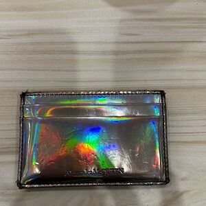 Alexander McQueen Iridescent PVC Calfskin Card Holder Silver